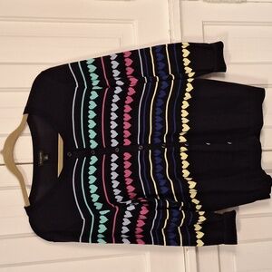 TALBOTS Navy Heart Cardigan